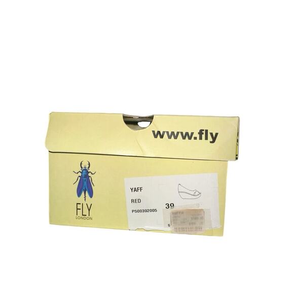 Fly London Yaff Red Peep Toe Wedge Sandals Women’s Size 9 - Picture 7 of 8